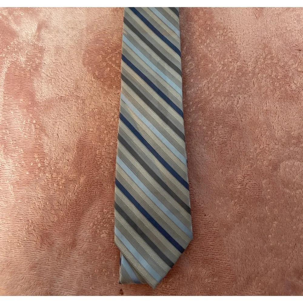 Calvin Klein Gray and Blue Striped Tie - Picture 3 of 8